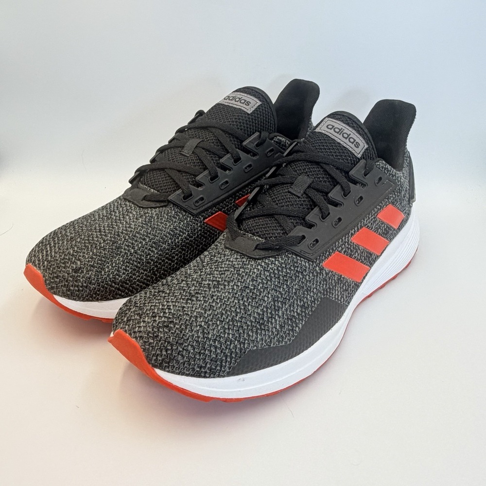 Adidas Duramo 9 Core Black Active Red Mens 11.5 Running Sneakers Mesh Gym NWOB